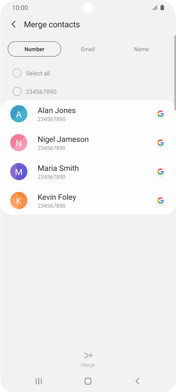Press the field next to the required number.
