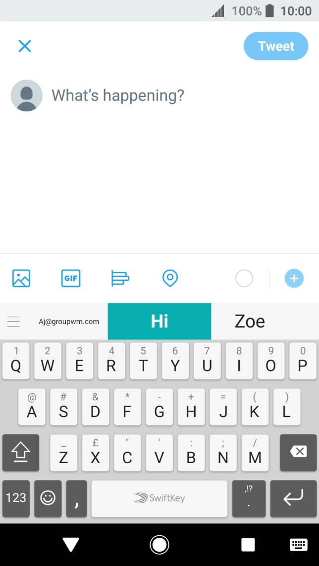 Press the text input field.