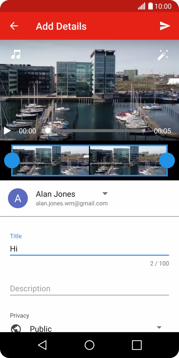 Key in the required text and press the upload icon.