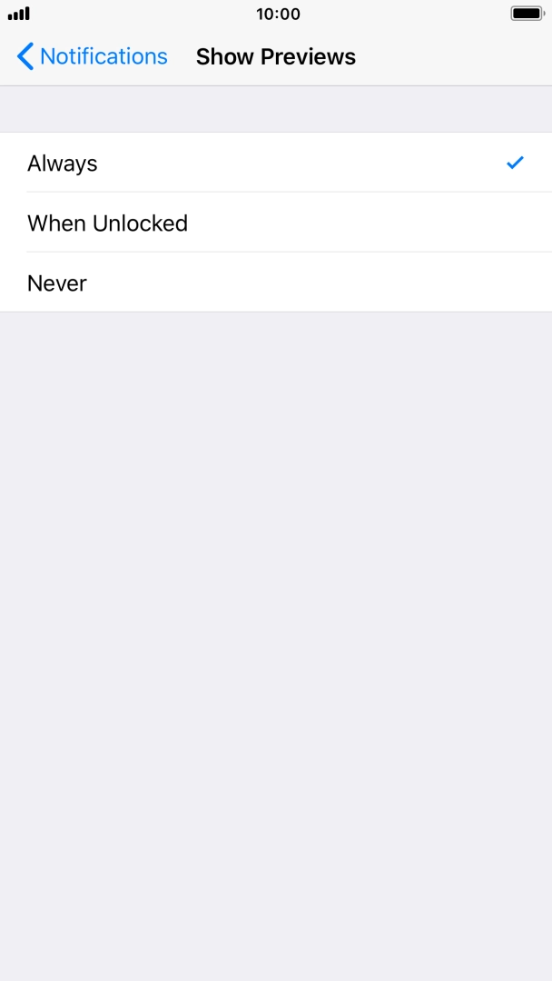 To select notification preview on the lock screen, press Always.
