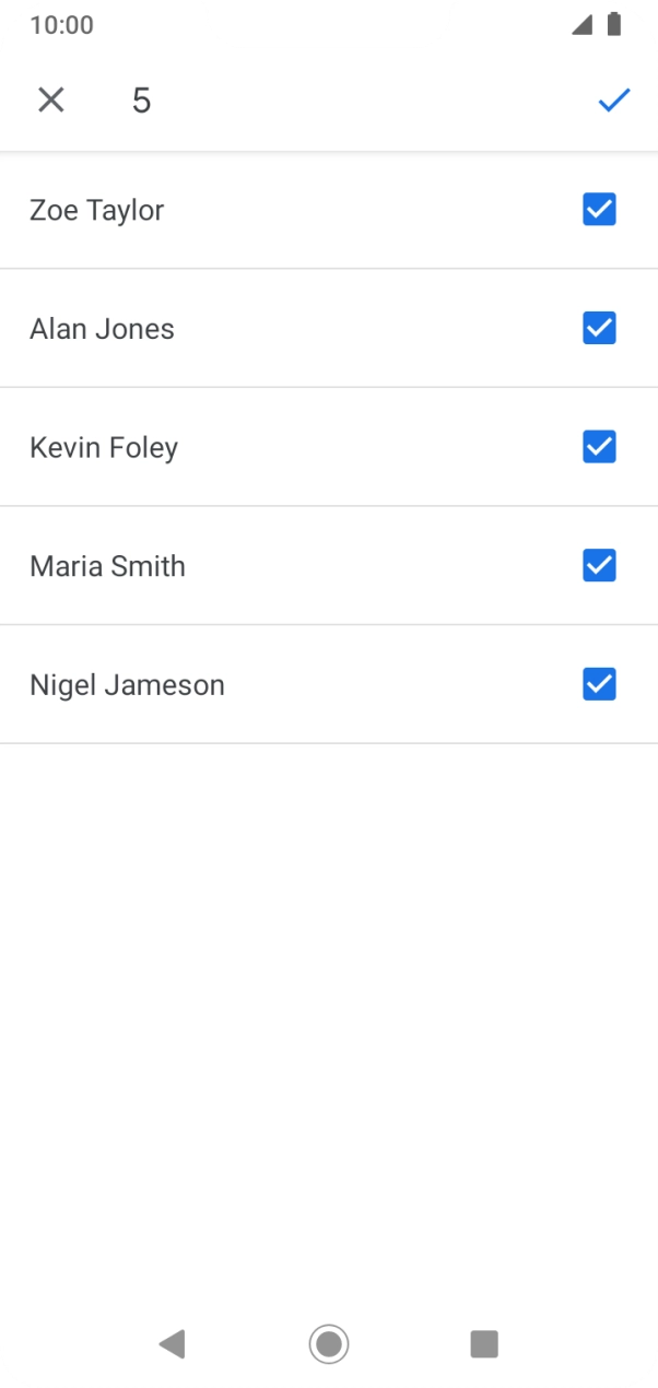 Press the fields next to the required contacts to select them.