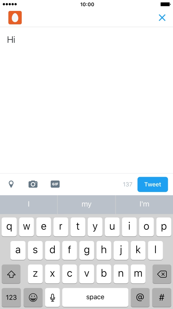 Write the required text and press Tweet.
