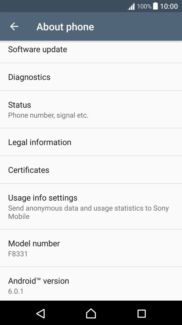 Your phone's software version is displayed below Android™ version.