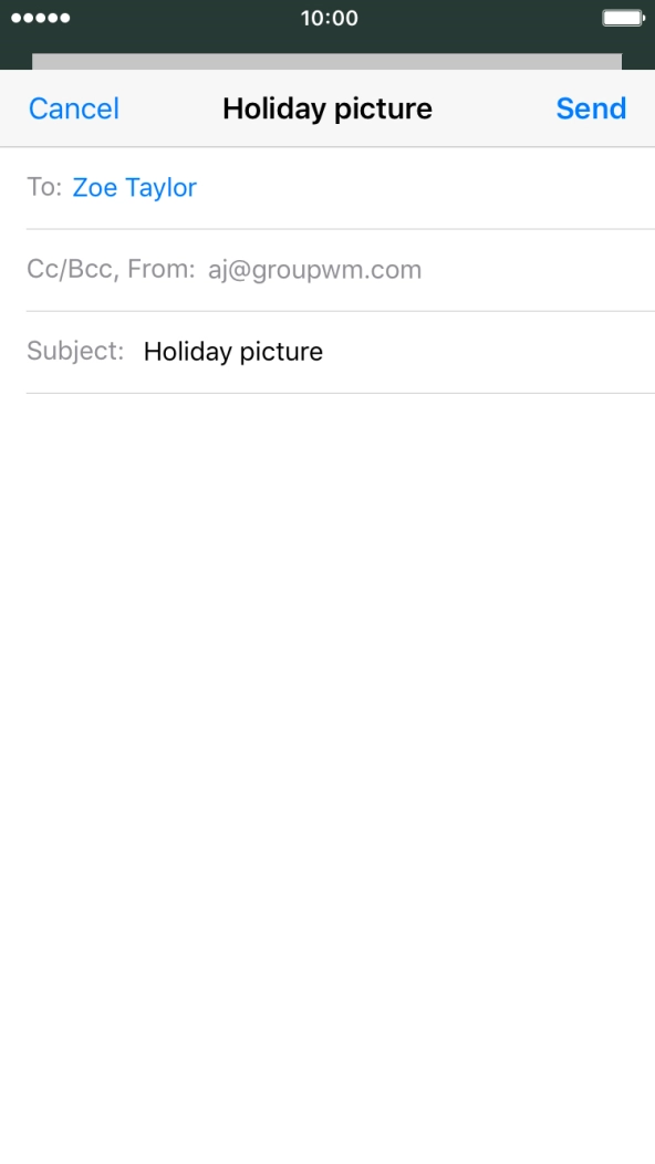 Press the text input field and write the text for your email.