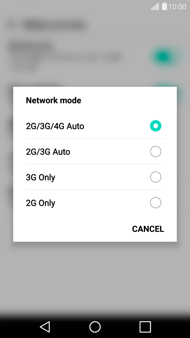 Press the required network mode.