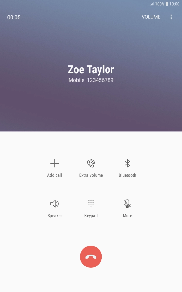 Press the end call icon.