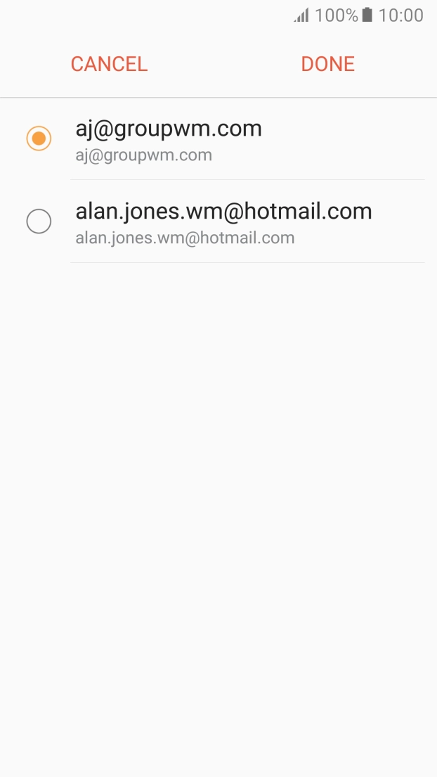 Press the required email account.