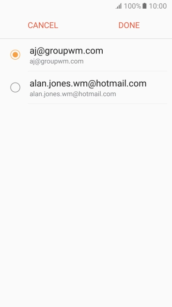 Press the required email account.