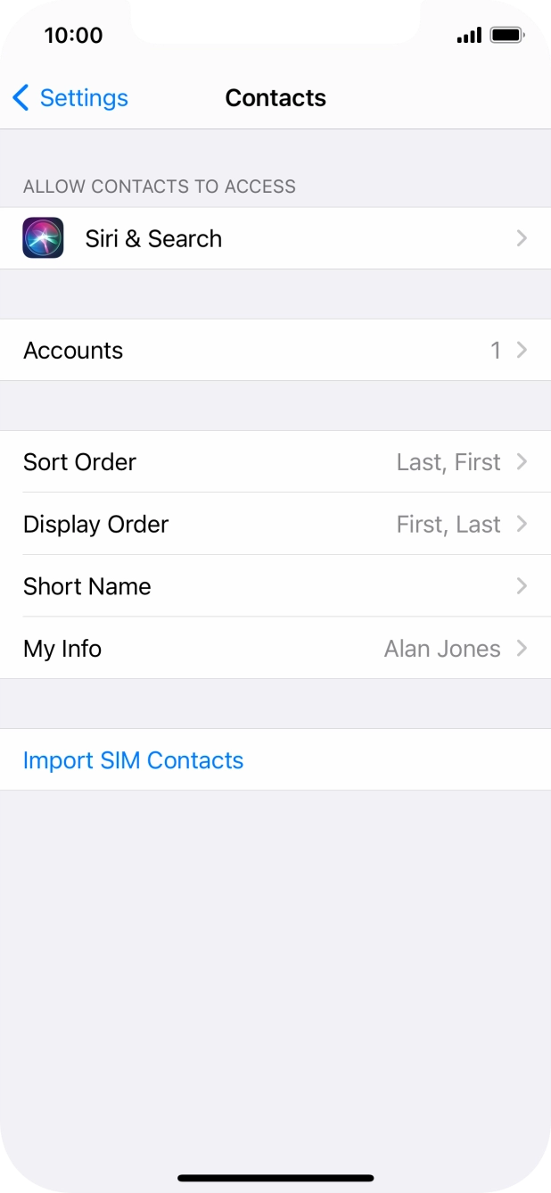 Press Import SIM Contacts.