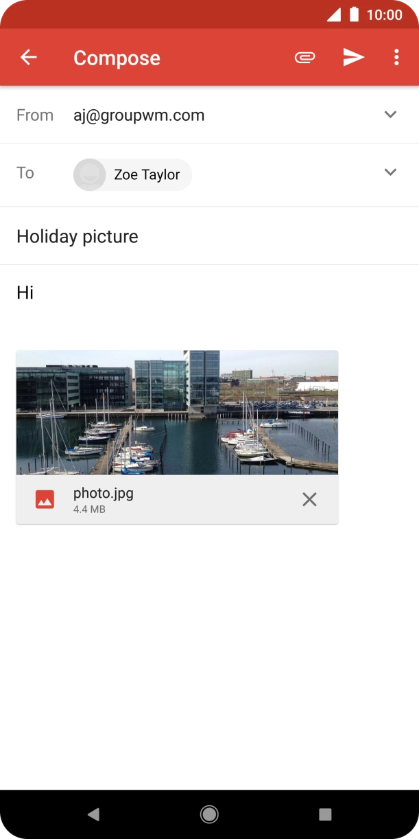 Press the send icon when you've finished your email.