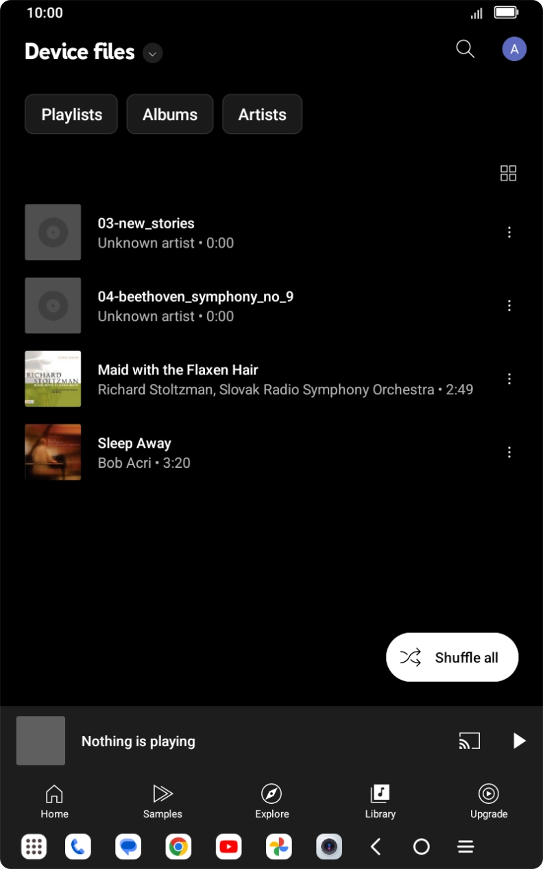 Press the required audio file.