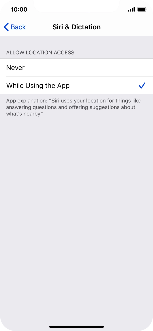 Press the required setting to turn the function on or off.