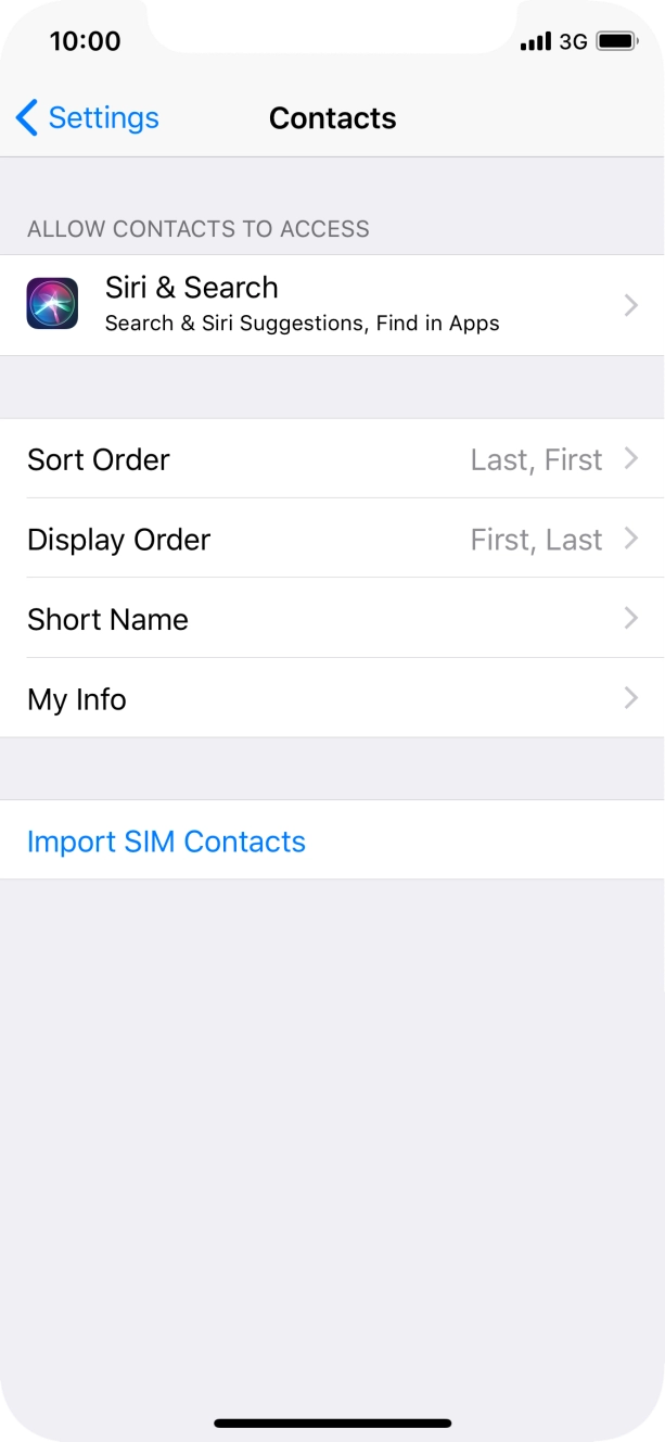 Press Import SIM Contacts.