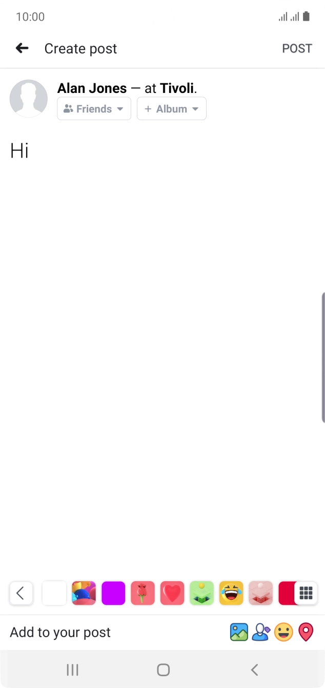 Write the required text and press POST.