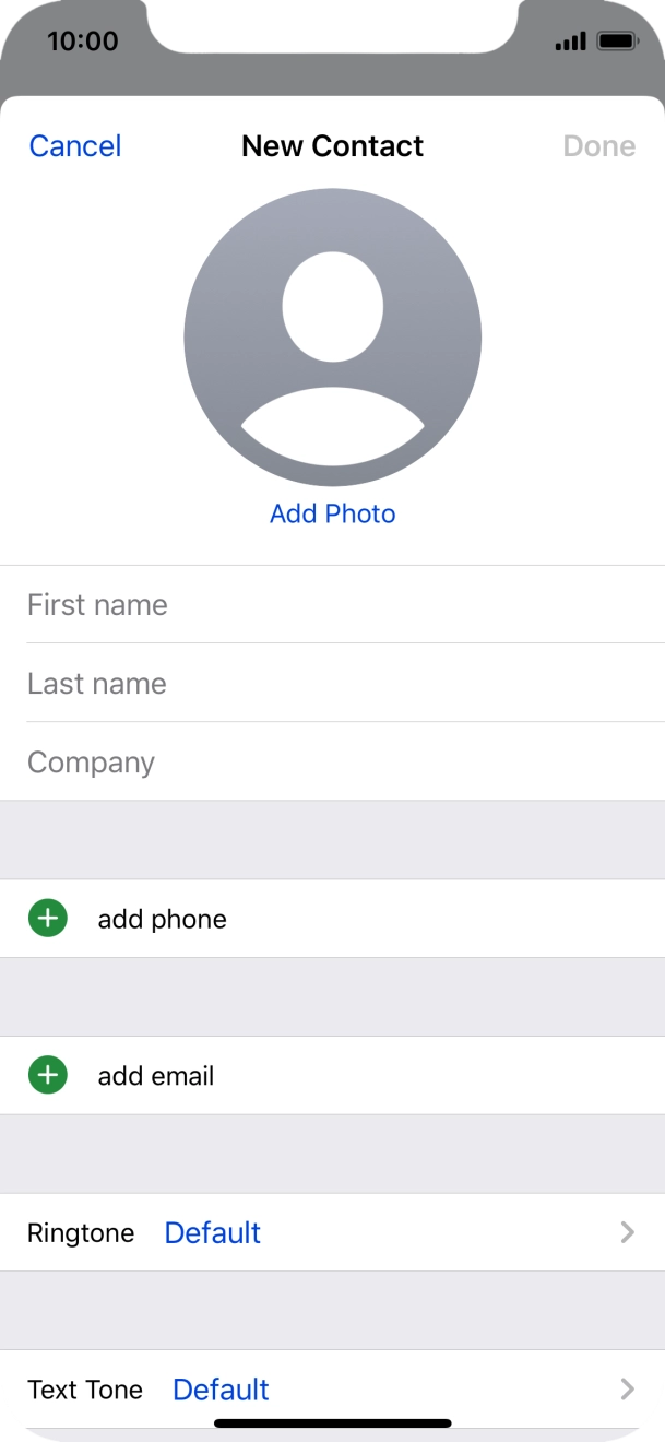 Press First name and key in the first name.