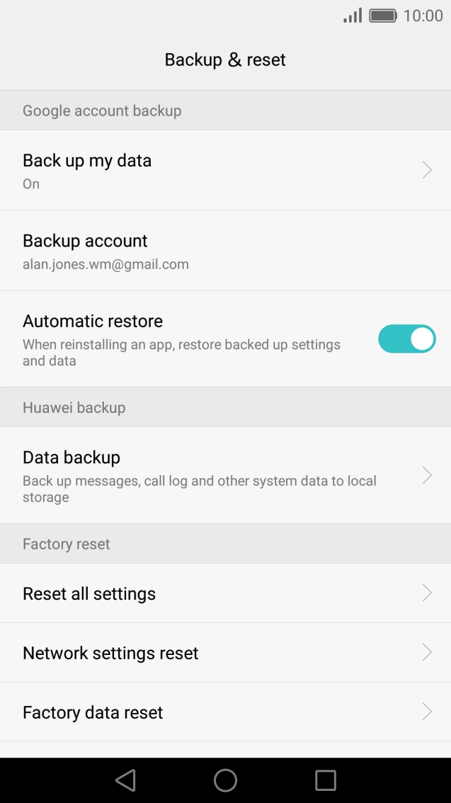 Press Factory data reset.