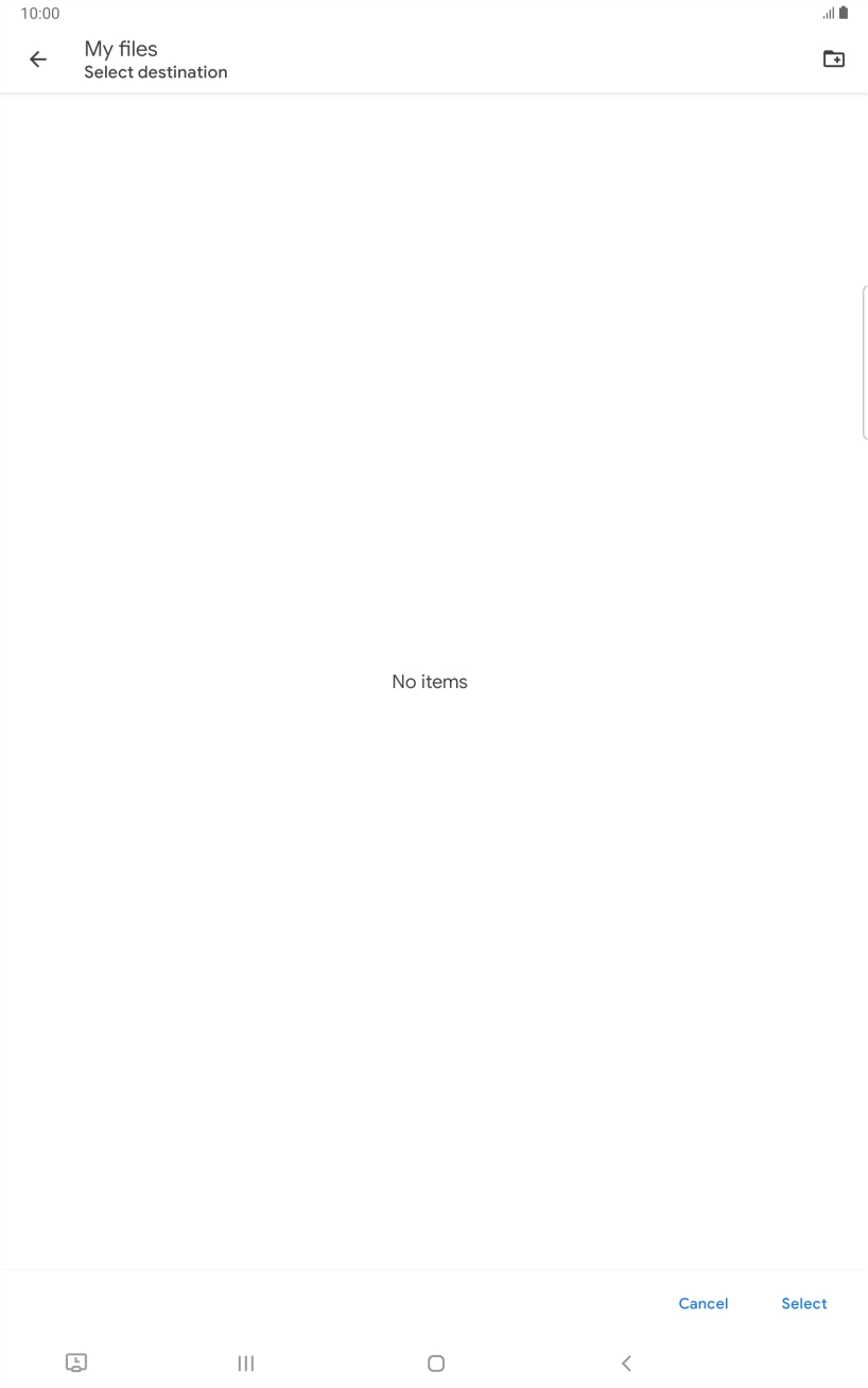 To create a new folder, press the new folder icon and follow the instructions on the screen to create a new folder.