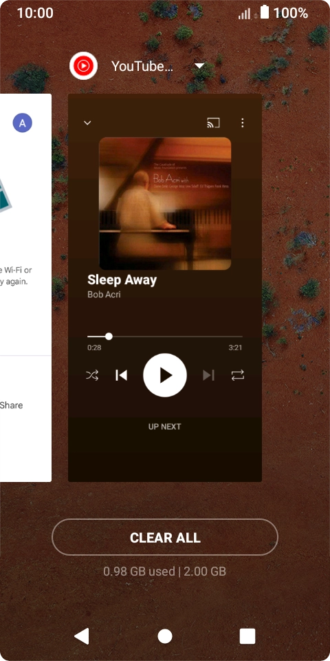 To end one running application, slide your finger upwards on the required application.