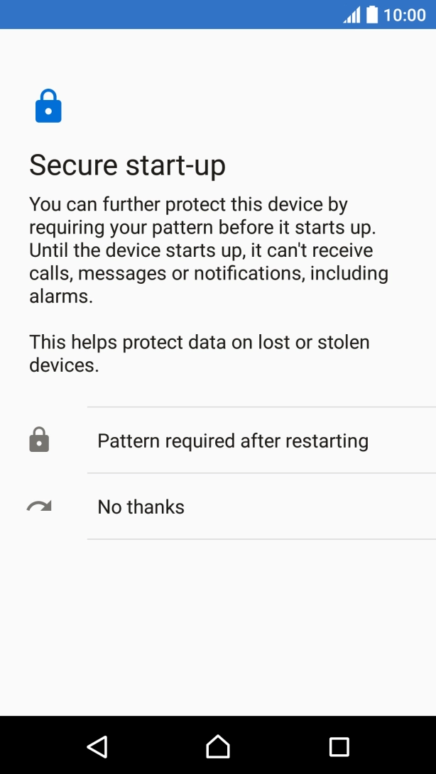 Press the required setting.