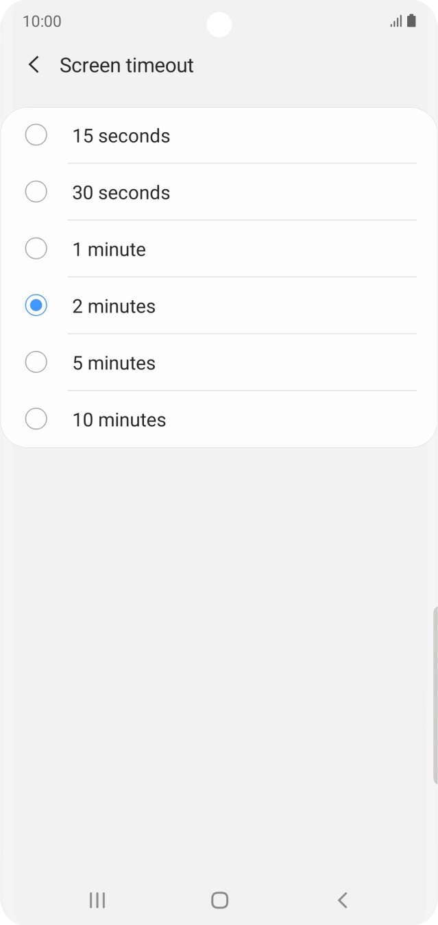 Press the required setting.