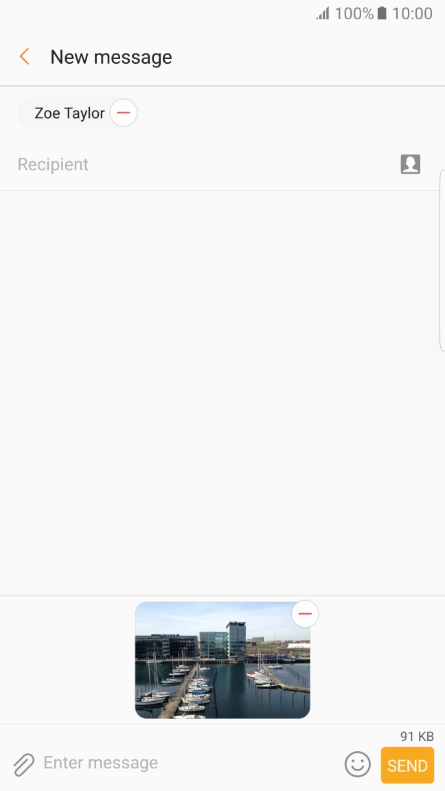 Press the text input field and write the text for your picture message.