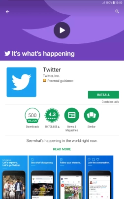 Press INSTALL and follow the instructions on the screen to install Twitter.
