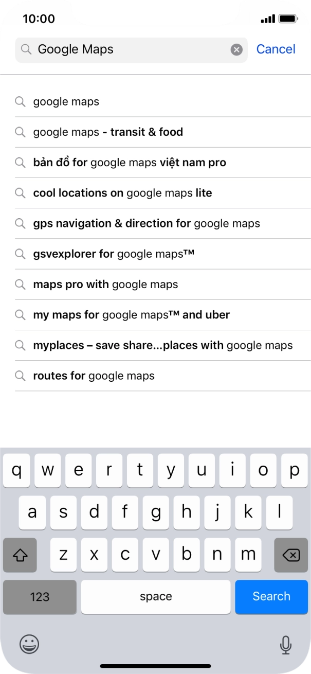 Key in Google Maps and press Search.