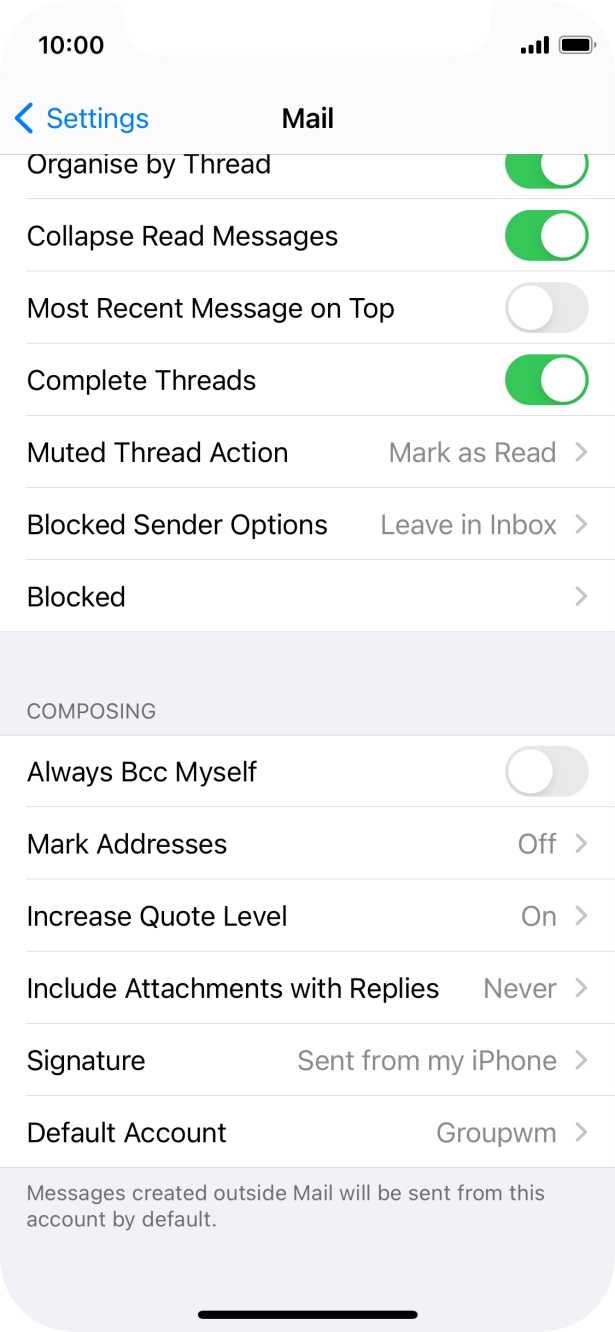 Press Default Account.