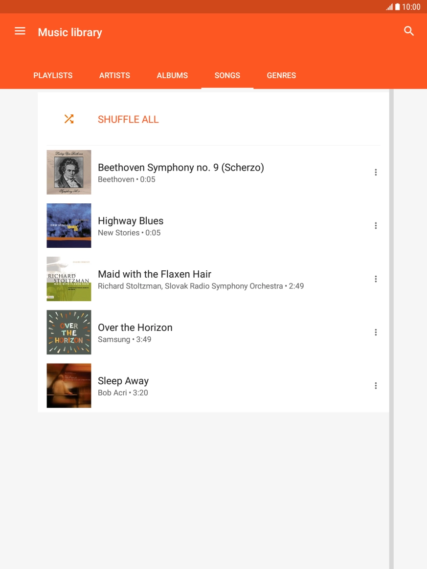 Press the required audio file.