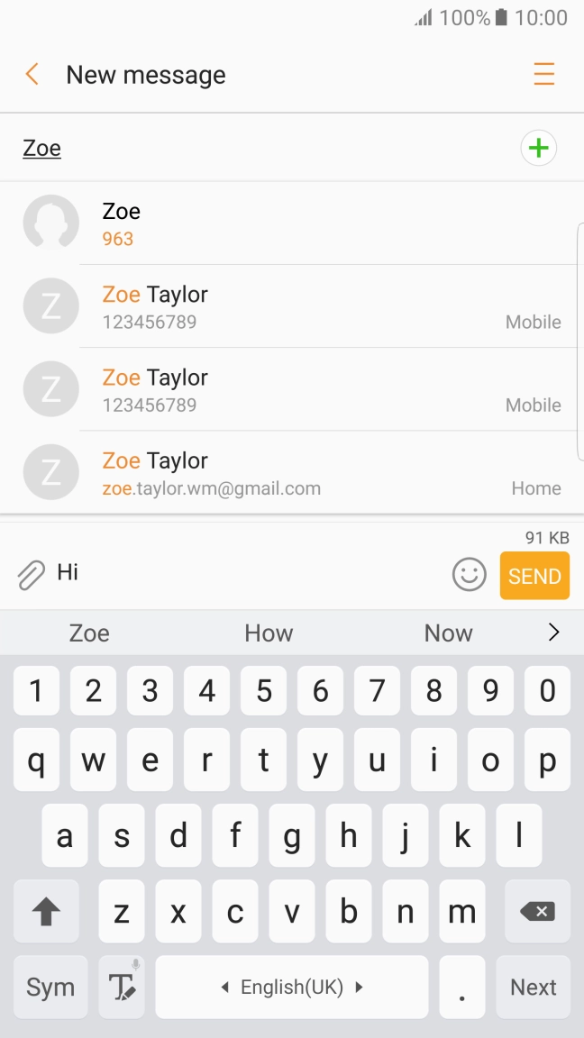 Press the required contact.