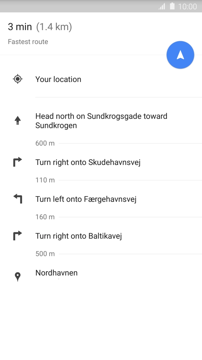 Press the start navigation icon.