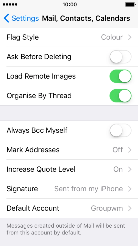Press Default Account.