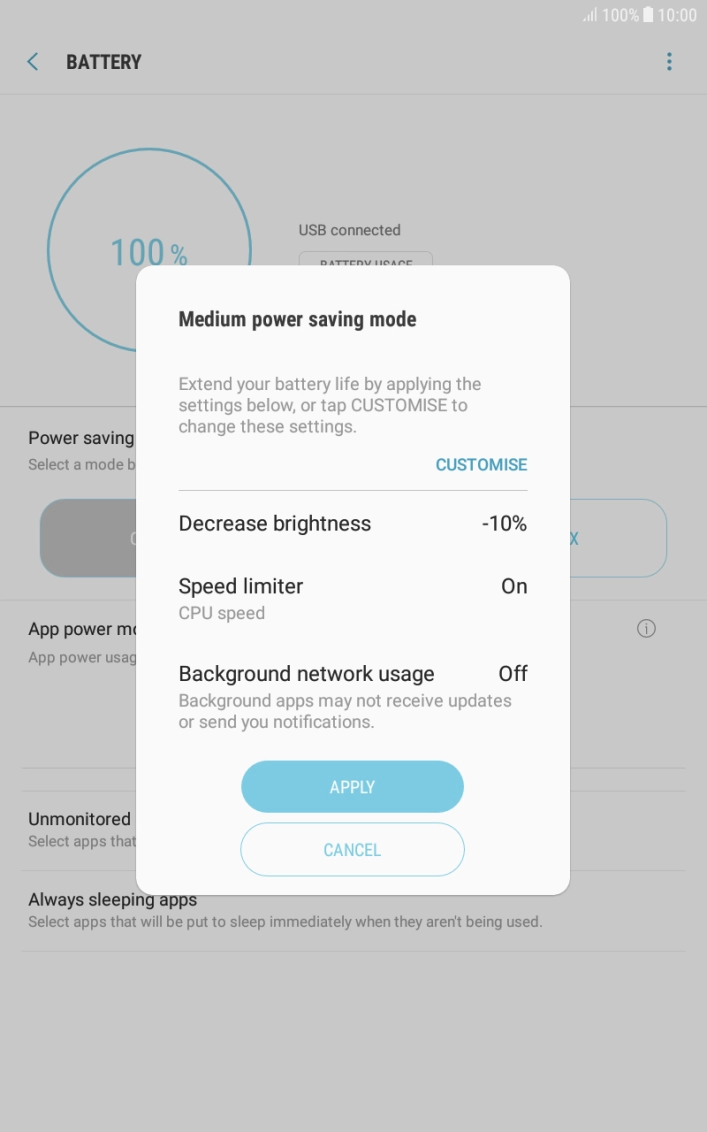 Press APPLY to turn on the function.