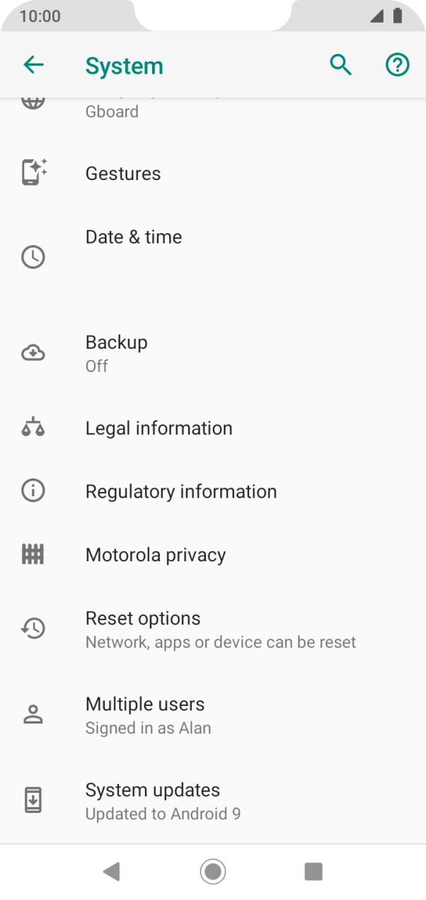 Press Reset options.