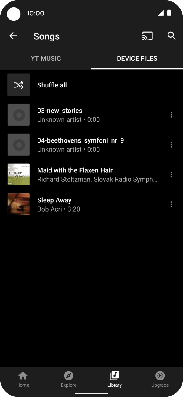 Press the required audio file.