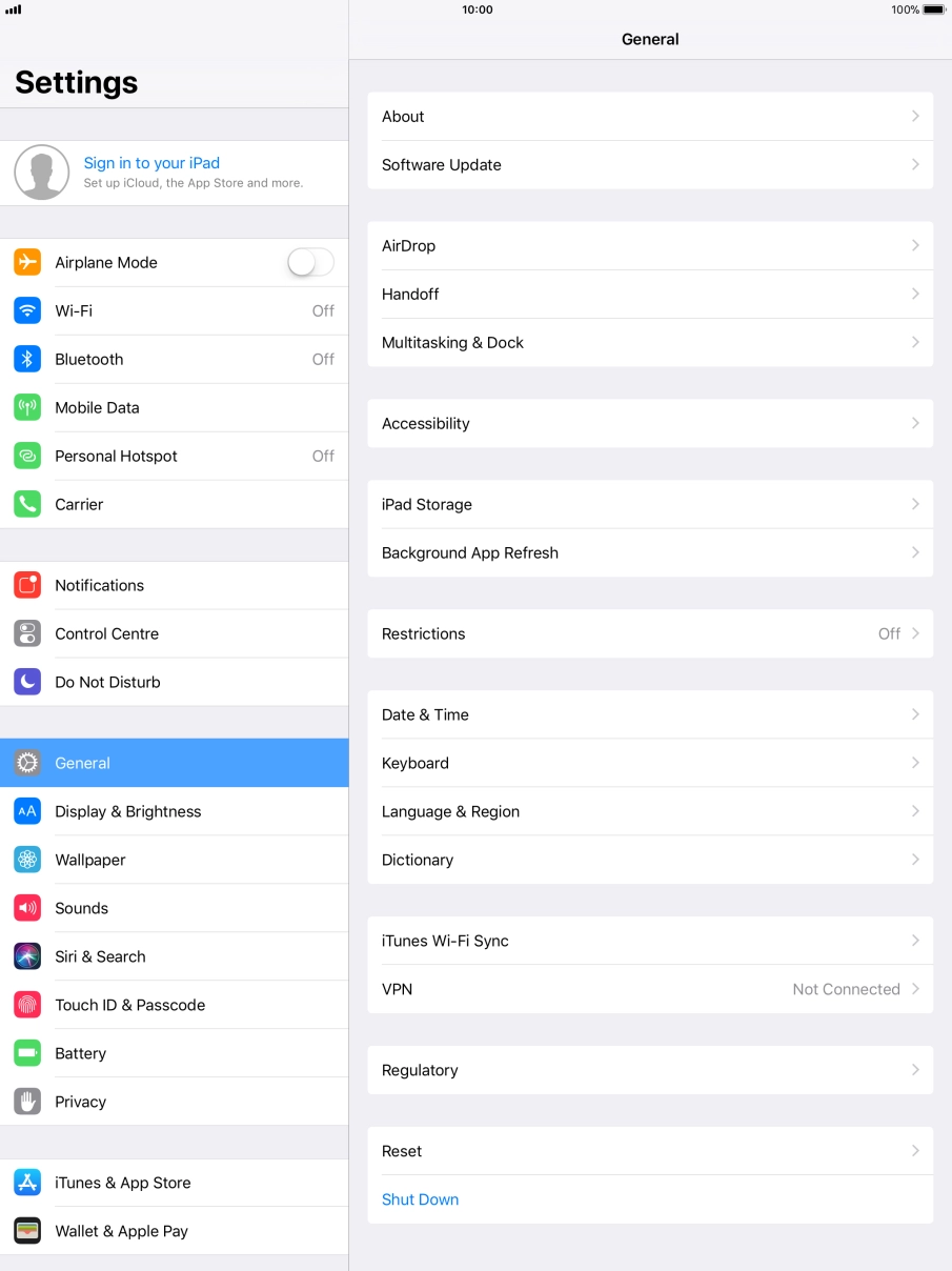 Press Sign in to your iPad.