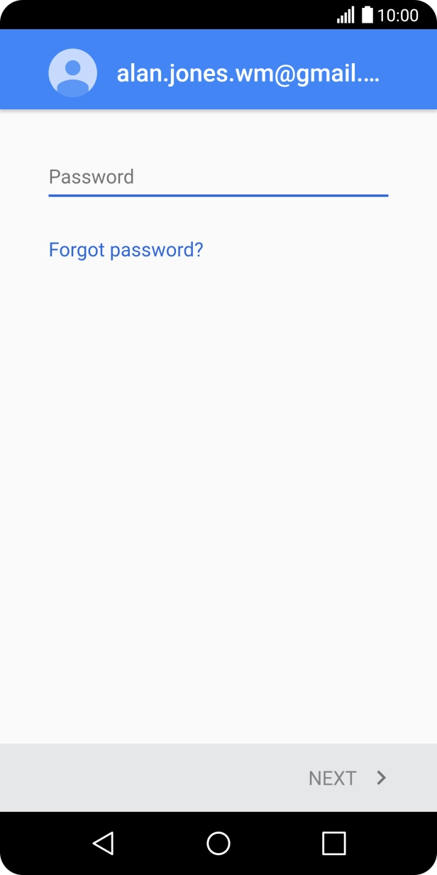 Press Password and key in the password for your Google account.