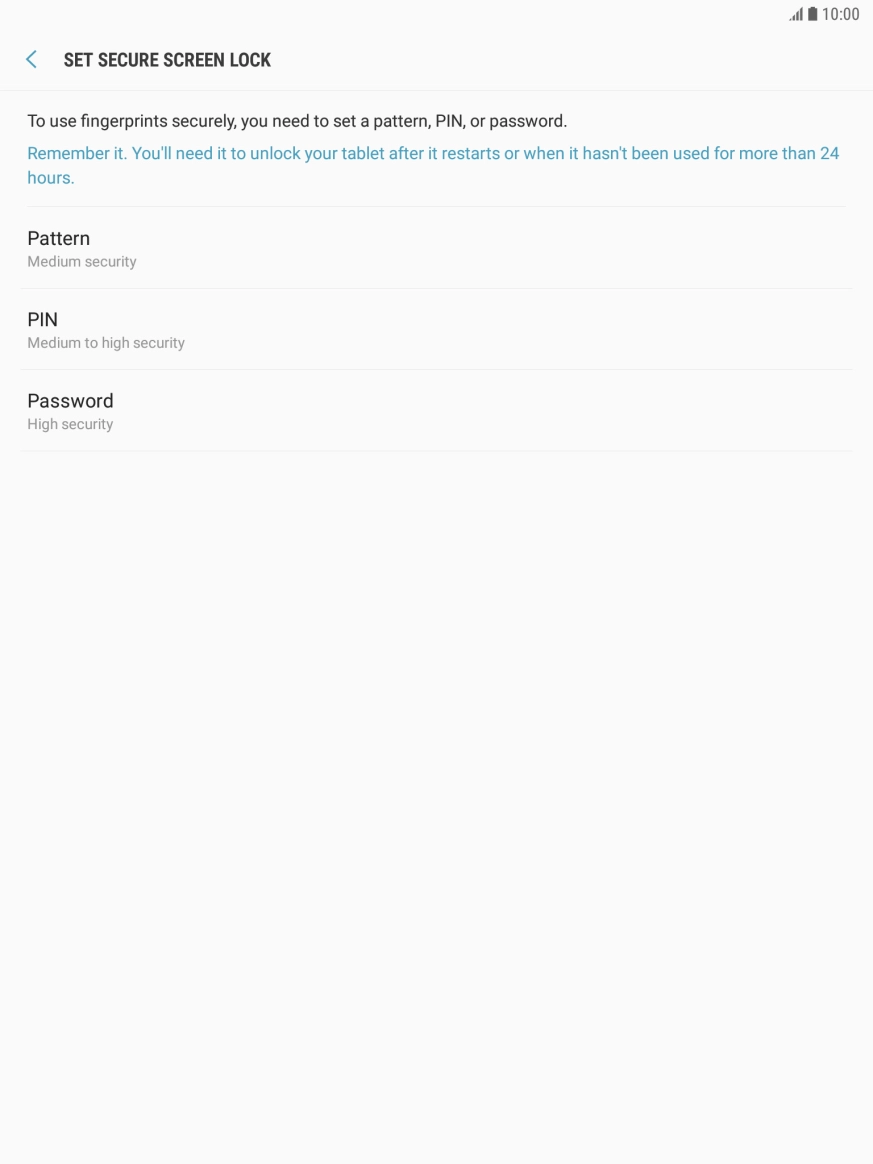 Press the required lock code and follow the instructions on the screen to create an additional lock code.