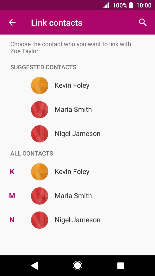 Press the required contact.