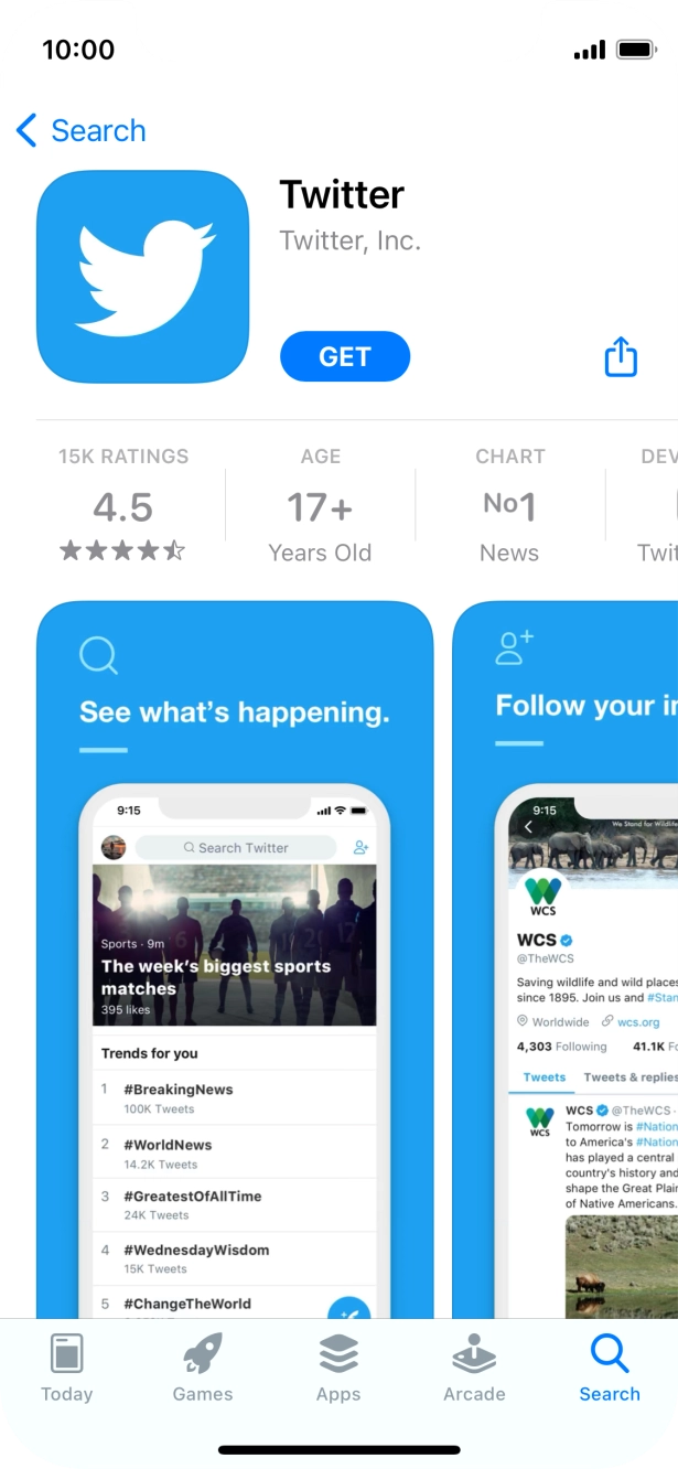 Press GET and follow the instructions on the screen to install the app.