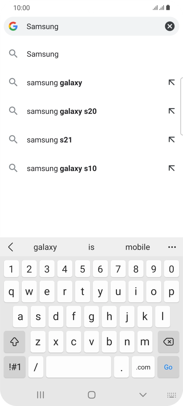 Key in the address of the required web page and press Go.