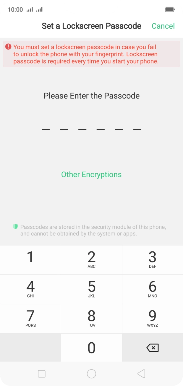 Follow the instructions on the screen to create an additional phone lock code.