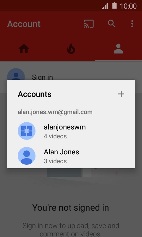 Press the required account.