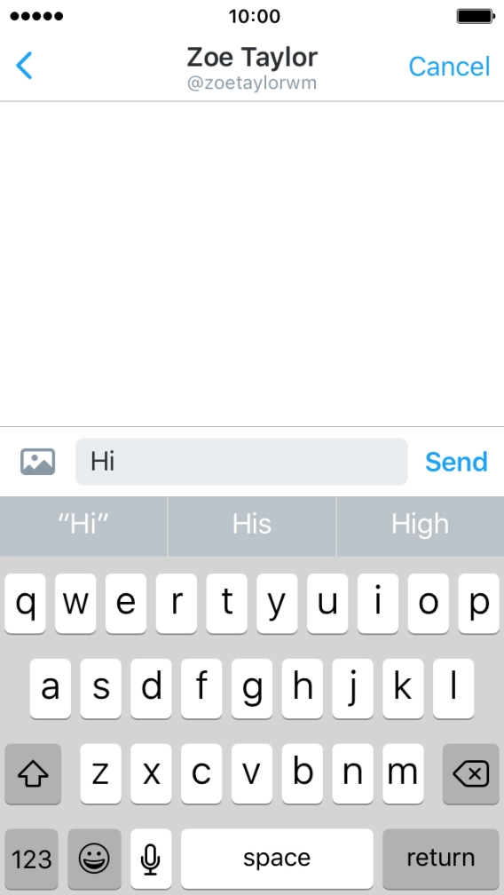 Write the required message and press Send.