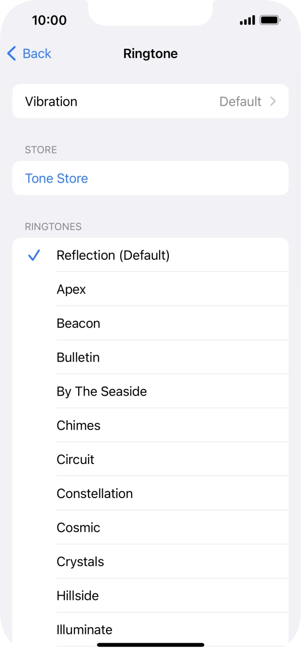 Press the different ring tones to hear them.