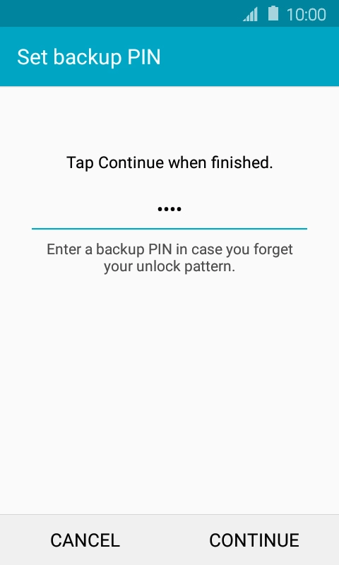 Key in a four-digit PIN and press CONTINUE.