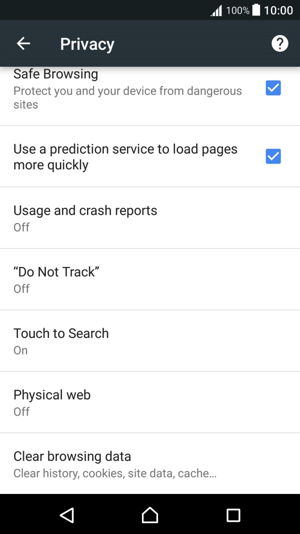 Press Clear browsing data.