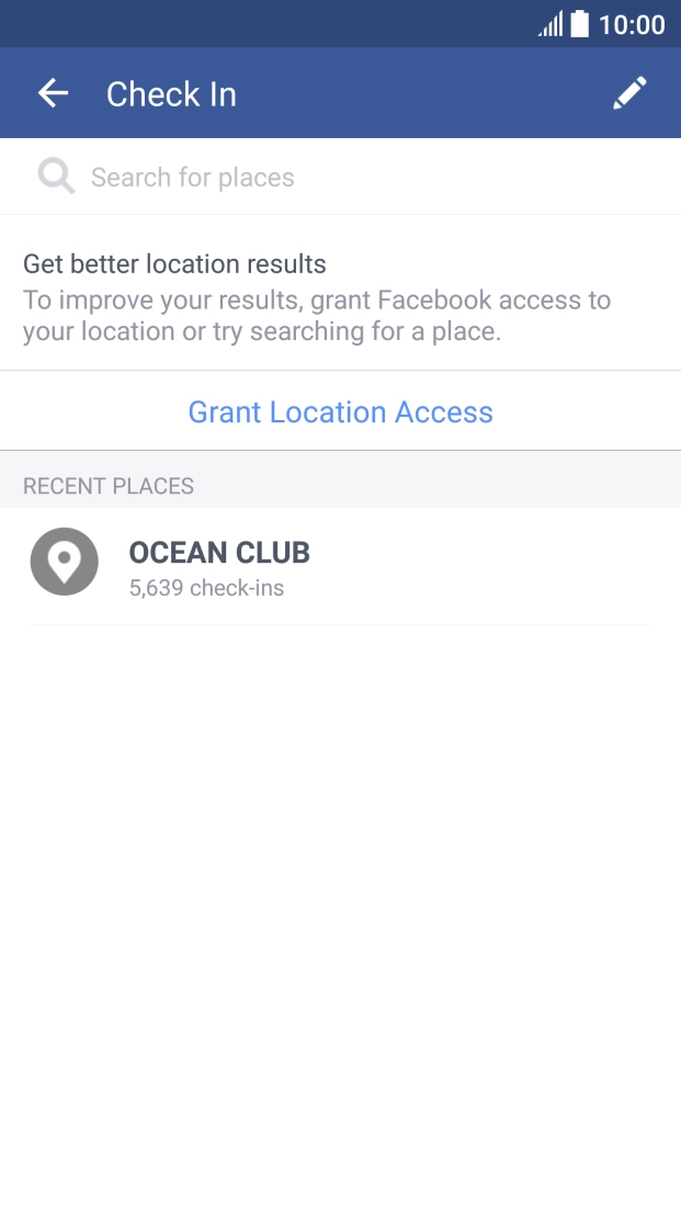 Press Search for places and key in the required search word.