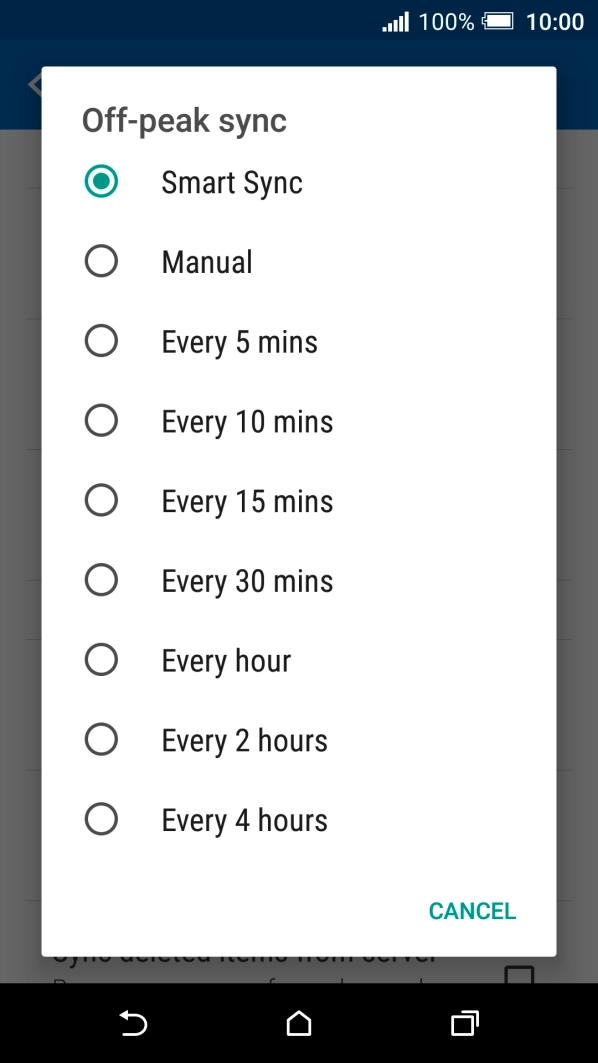 Press the required setting.