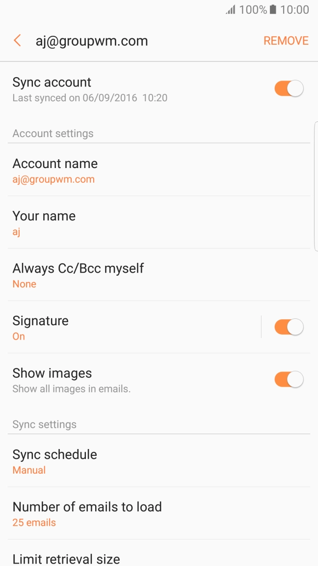 Press Sync account to turn on the function.